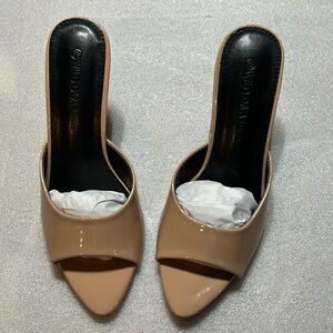 Nude patent mule heels size 5.5 NIB